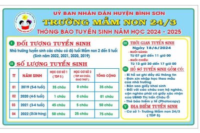 TRƯỜNG MẦM NON 24/3 THÔNG BÁO TUYỂN SINH NĂM HỌC 2024-2015